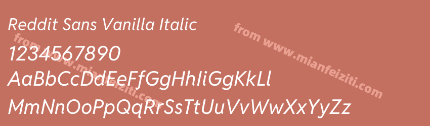Reddit Sans Vanilla Italic字体预览