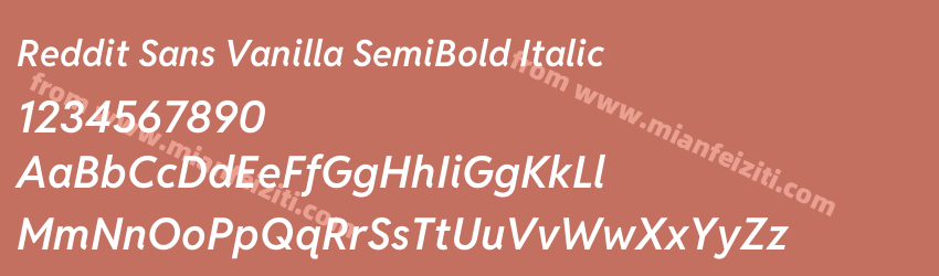 Reddit Sans Vanilla SemiBold Italic字体预览