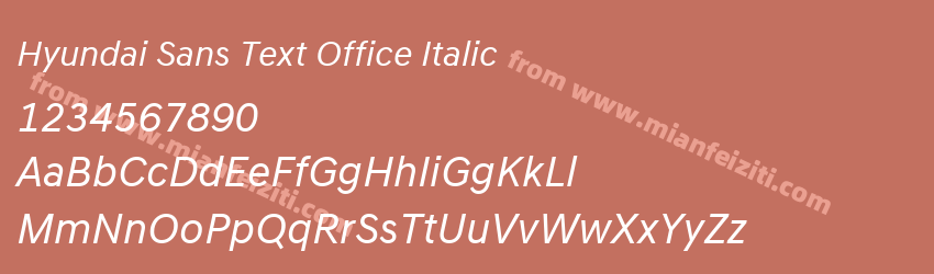 Hyundai Sans Text Office Italic字体预览