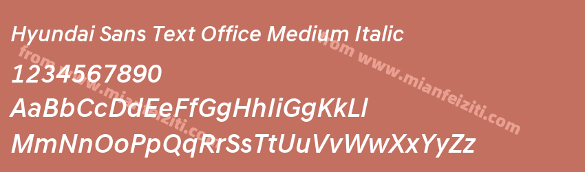 Hyundai Sans Text Office Medium Italic字体预览