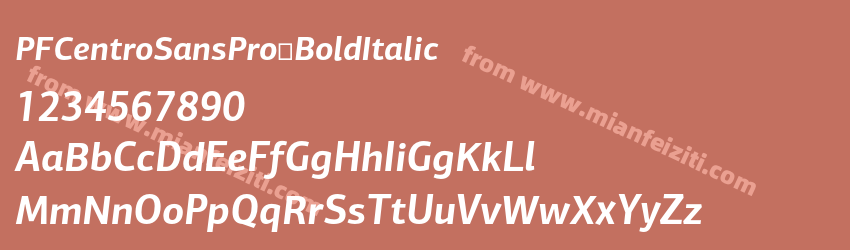 PFCentroSansPro-BoldItalic字体预览