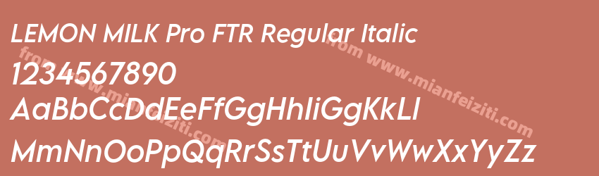 LEMON MILK Pro FTR Regular Italic字体预览