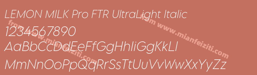 LEMON MILK Pro FTR UltraLight Italic字体预览