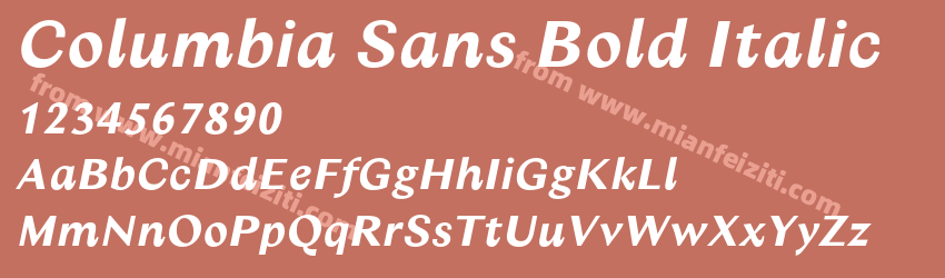 Columbia Sans Bold Italic字体预览