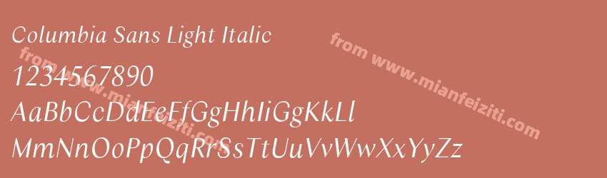 Columbia Sans Light Italic字体预览