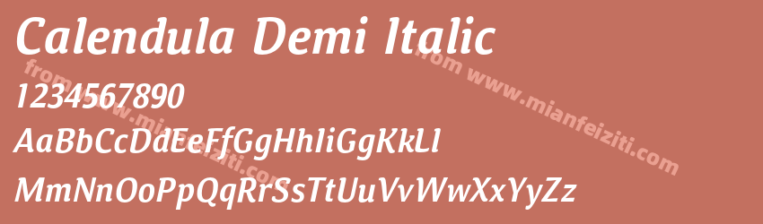 Calendula Demi Italic字体预览