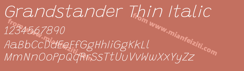 Grandstander Thin Italic字体预览