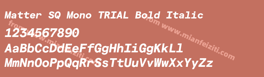 Matter SQ Mono TRIAL Bold Italic字体预览