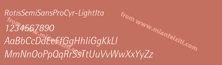 RotisSemiSansProCyr-LightIta字体预览