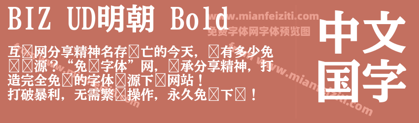 BIZ UD明朝 Bold字体预览