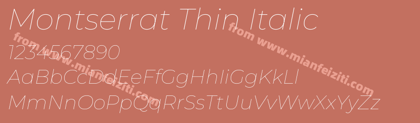 Montserrat Thin Italic预览图1