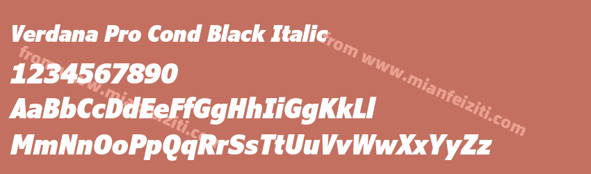 Verdana Pro Cond Black Italic字体预览