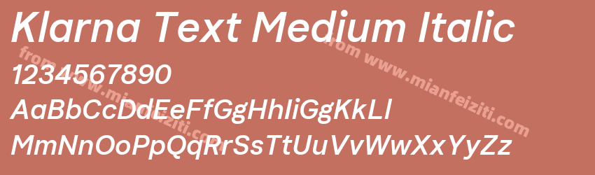 Klarna Text Medium Italic字体预览