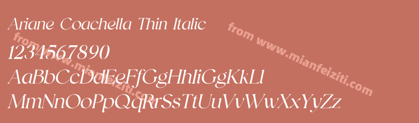Ariane Coachella Thin Italic字体预览