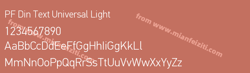 PF Din Text Universal Light字体预览