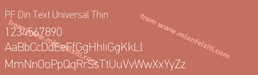 PF Din Text Universal Thin字体预览