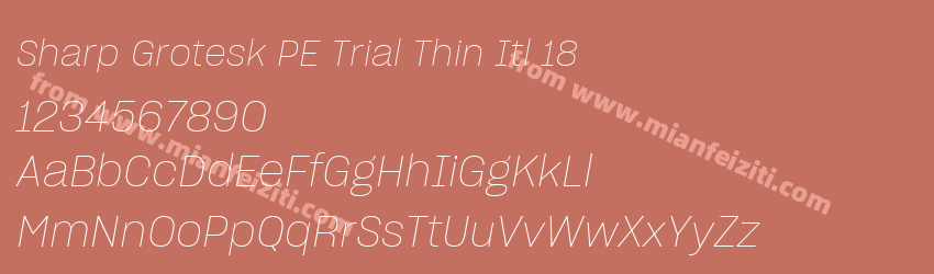 Sharp Grotesk PE Trial Thin Itl 18字体预览