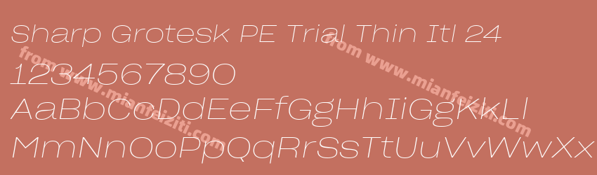 Sharp Grotesk PE Trial Thin Itl 24字体预览