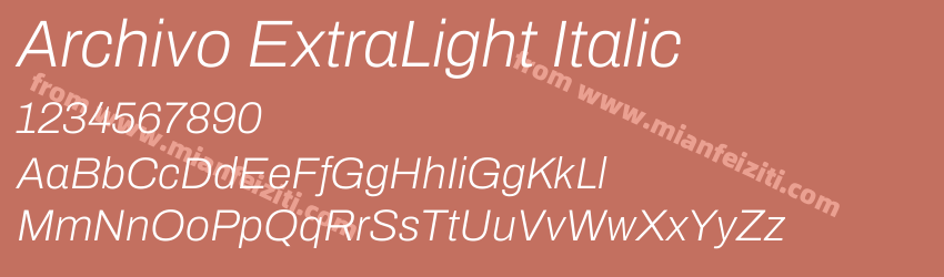 Archivo ExtraLight Italic字体预览