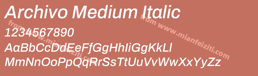 Archivo Medium Italic字体预览