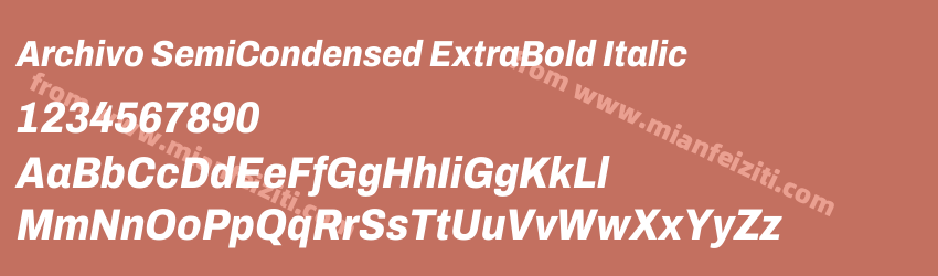Archivo SemiCondensed ExtraBold Italic字体预览