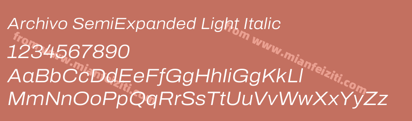 Archivo SemiExpanded Light Italic字体预览
