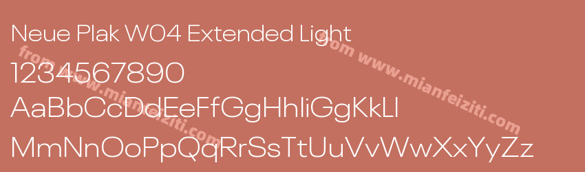 Neue Plak W04 Extended Light字体预览