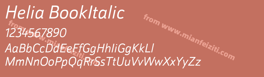 Helia BookItalic字体预览