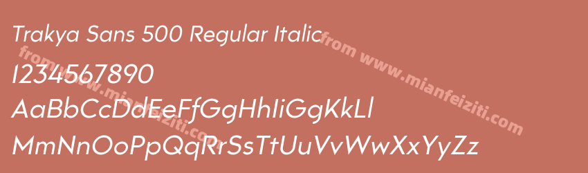 Trakya Sans 500 Regular Italic字体预览