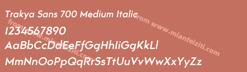 Trakya Sans 700 Medium Italic字体预览