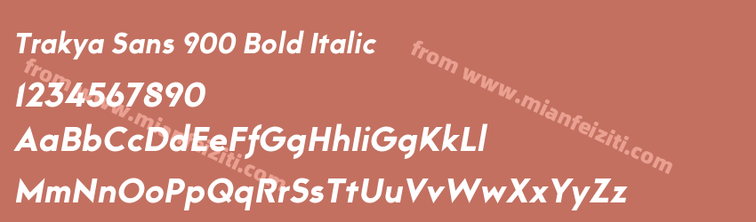 Trakya Sans 900 Bold Italic字体预览