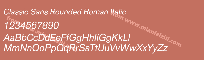 Classic Sans Rounded Roman Italic字体预览
