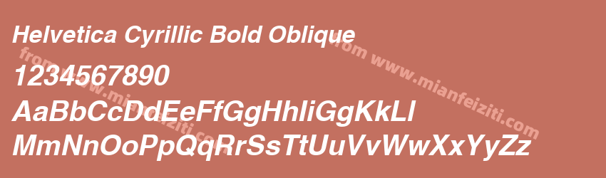 Helvetica Cyrillic Bold Oblique字体预览