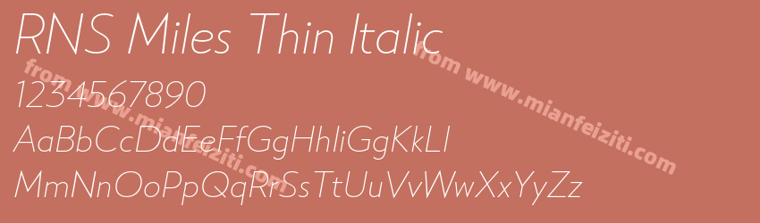 RNS Miles Thin Italic字体预览