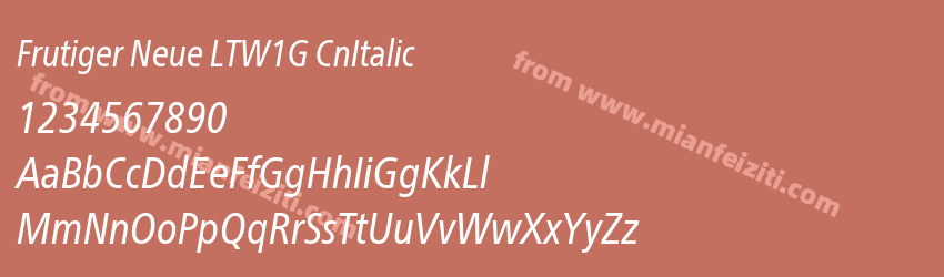 Frutiger Neue LTW1G CnItalic字体预览
