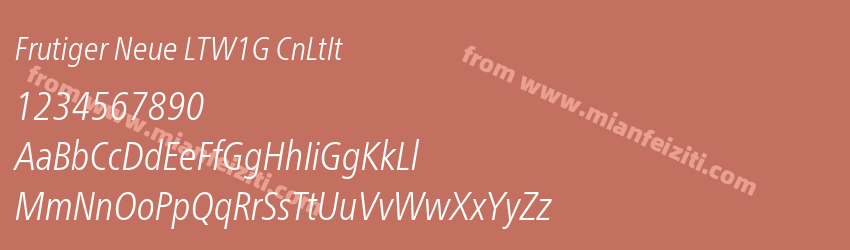 Frutiger Neue LTW1G CnLtIt字体预览