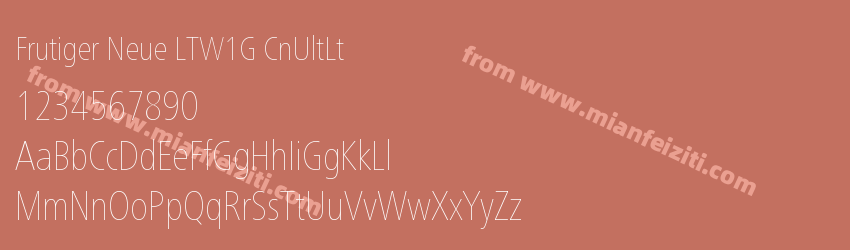 Frutiger Neue LTW1G CnUltLt字体预览