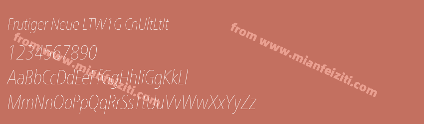 Frutiger Neue LTW1G CnUltLtIt字体预览