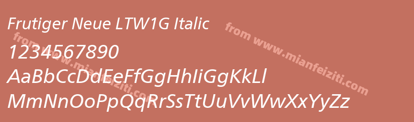 Frutiger Neue LTW1G Italic字体预览