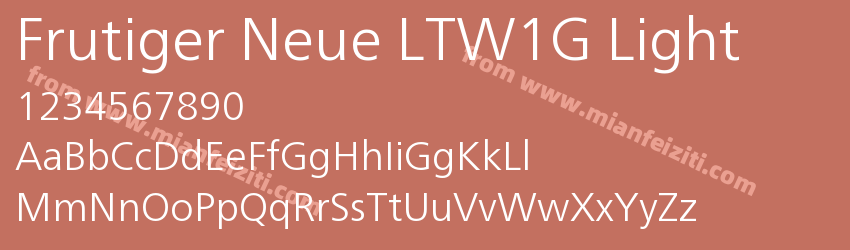 Frutiger Neue LTW1G Light字体预览