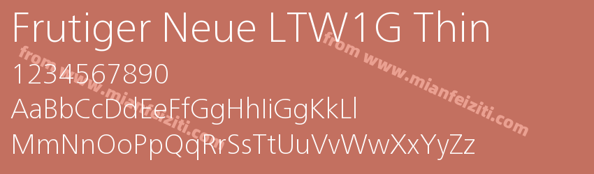 Frutiger Neue LTW1G Thin字体预览