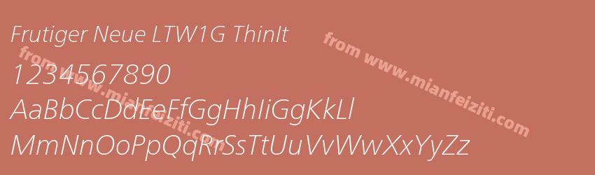 Frutiger Neue LTW1G ThinIt字体预览