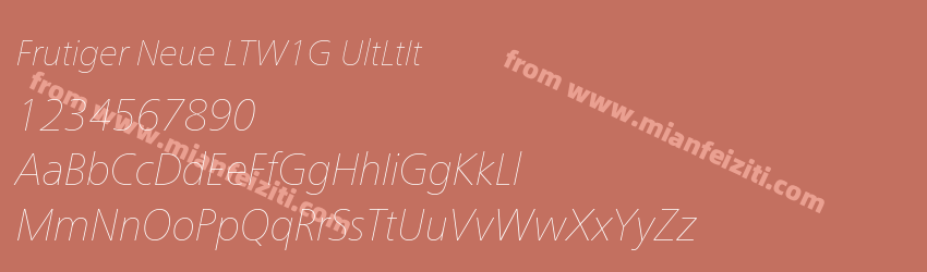 Frutiger Neue LTW1G UltLtIt字体预览
