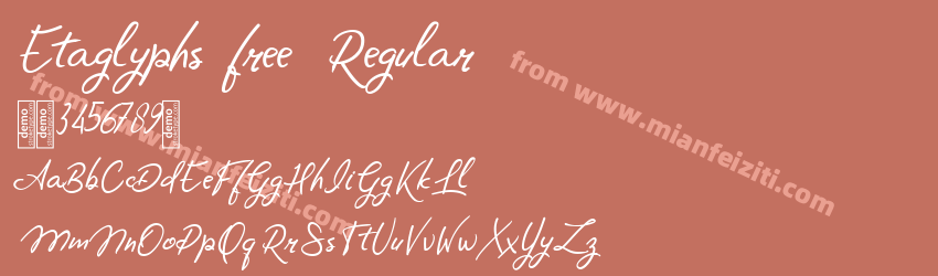 Etaglyphs free Regular字体预览