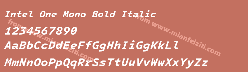 Intel One Mono Bold Italic字体预览