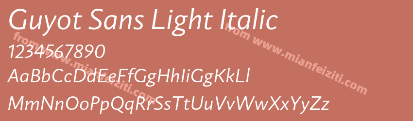Guyot Sans Light Italic字体预览