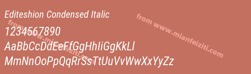 Editeshion Condensed Italic字体预览