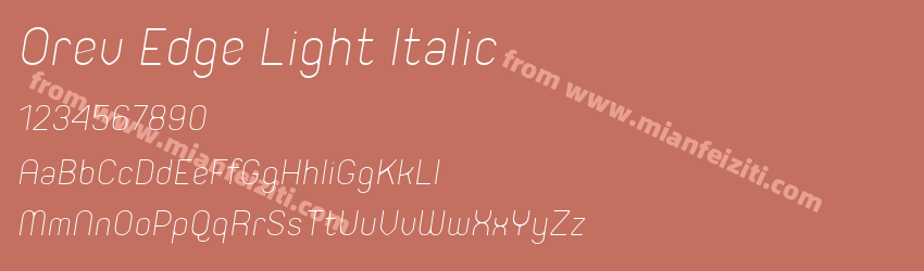 Orev Edge Light Italic字体预览