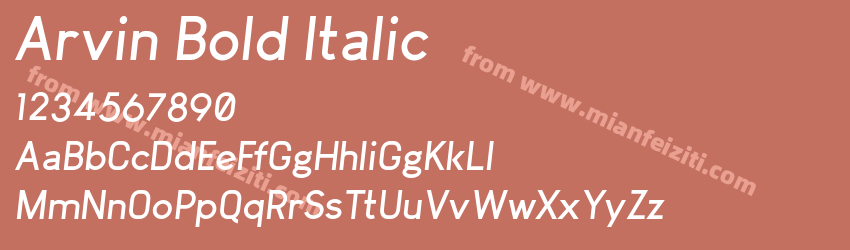 Arvin Bold Italic字体预览