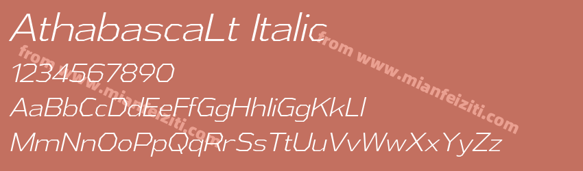 AthabascaLt Italic字体预览